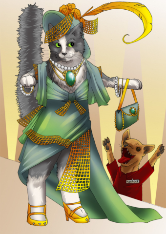 Full page pet fantasy digital drawing.