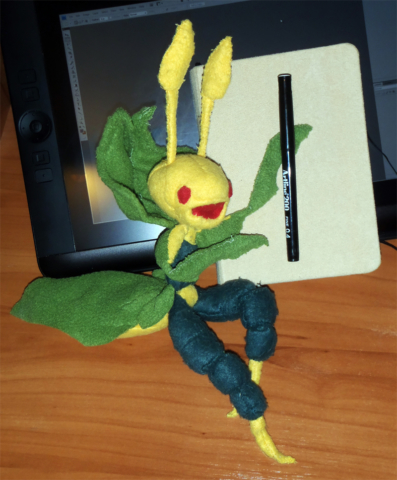 Leavanny (Pokemon). Cloth and pipecleaners. Time to draw?