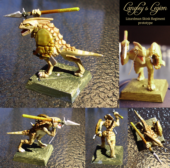 Custom lizardman (Warhammer). Paint and tiny monoclesadded to the whole squad.