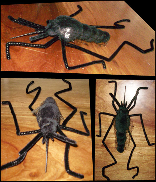 Mosquito. Toy fur, plastic, pipe cleaners.