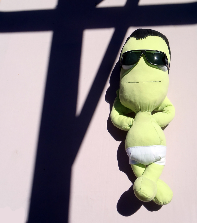 Sir Kerbolston (Kerbal Space Program). Made a life-sized little green man, he's just chillin'.