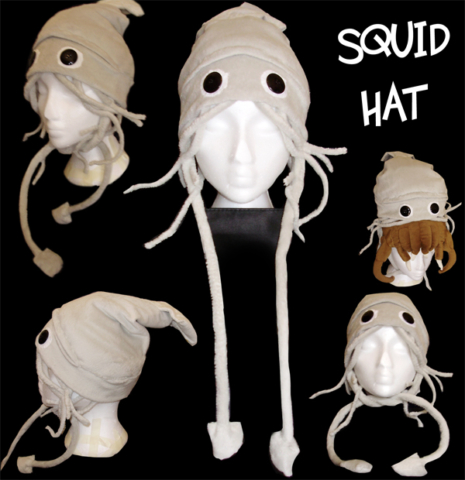 Squid hat! Soft cloth and buttons. Sometimes, you just want to wear a squid. Cameo from headcrab.