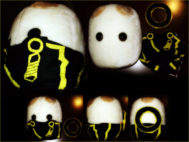 Cosplay for my Yeast plush (Tron Legacy). Cloth scraps. Yeast really enjoyed Tron.